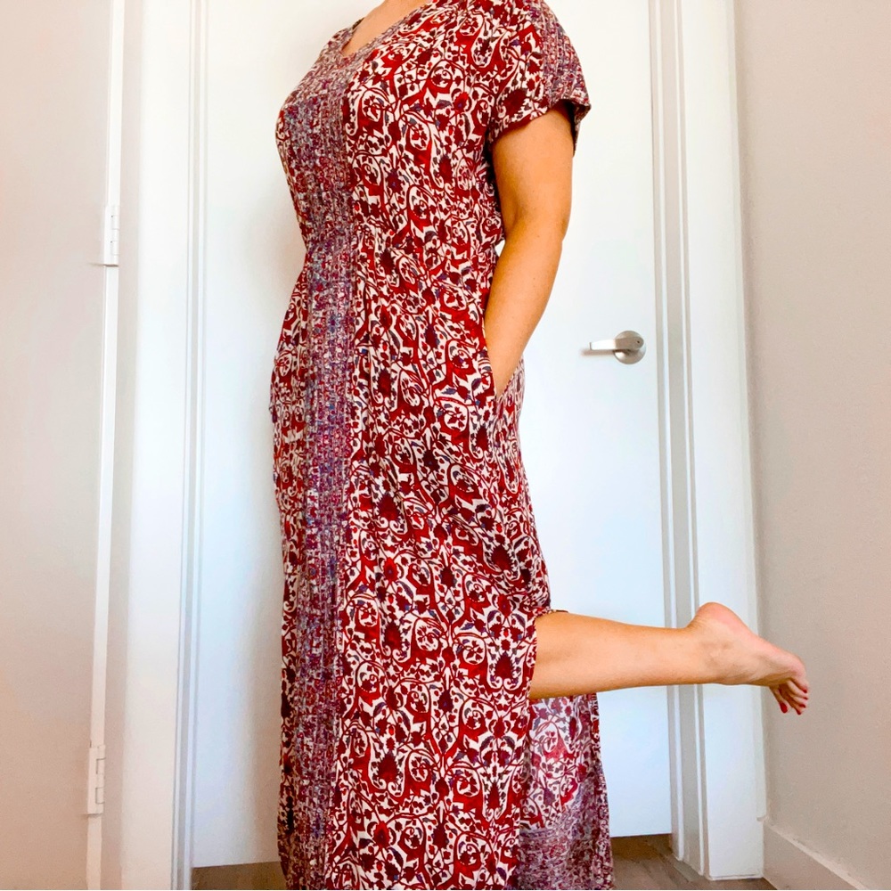 Lucky Multicolored Maxi Dress with Pockets - M